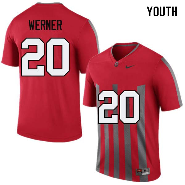 Ohio State Buckeyes Pete Werner Youth #20 Throwback Authentic Stitched College Football Jersey